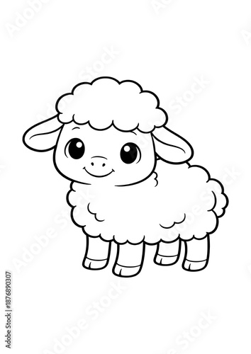 Fluffy Sheep Coloring Page for Kids