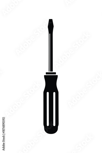 Professional quality flathead screwdriver tool black silhouette vector illustration icon