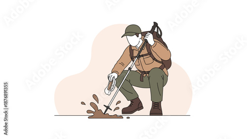 Hiker Cleans Trail Mess With Stick, Promotes Respectful Nature Practices Outdoors