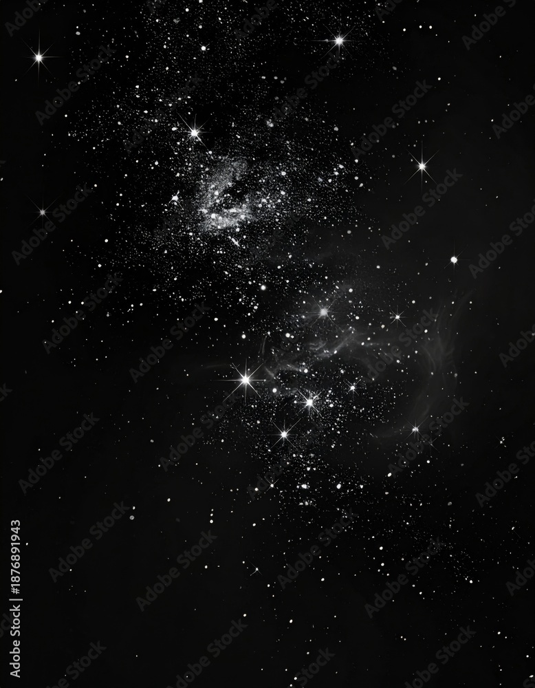 Obraz premium Starry Night Sky with Dense Clusters and Glowing Celestial Bodies