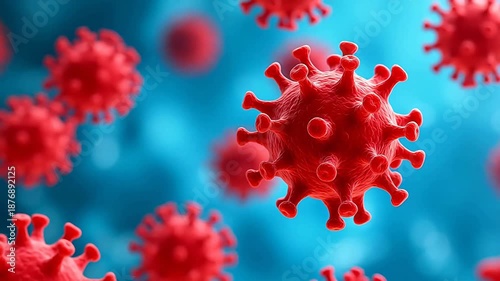 RedVirusParticlesonBlueGradientBackground