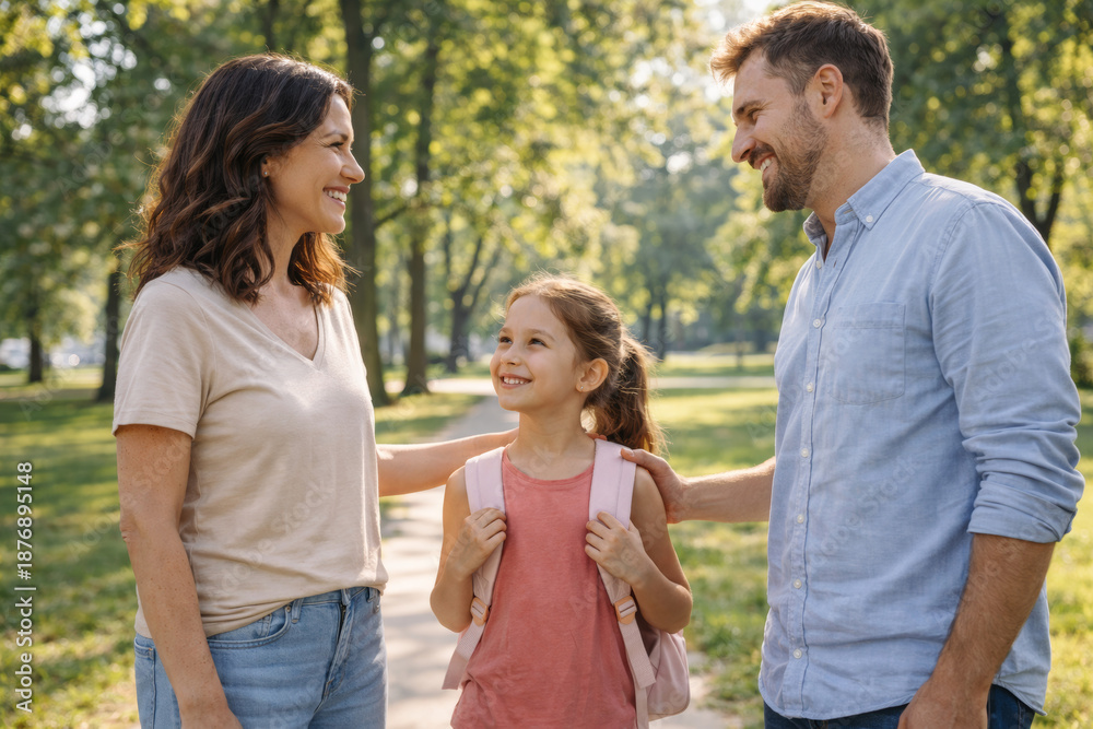 Fototapeta premium Family enjoying time together in a sunny park setting