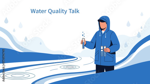 Man Collecting Water Sample Conducting Analysis For Environmental Monitoring