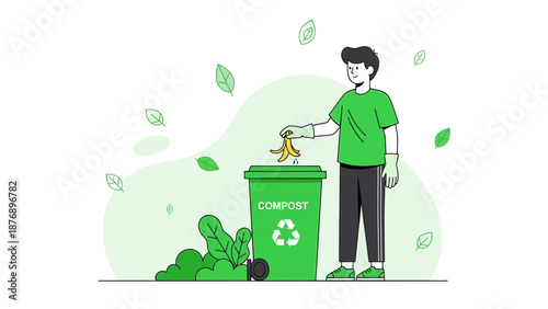 Man Composting Organic Waste For Sustainability and Eco Friendly Lifestyle