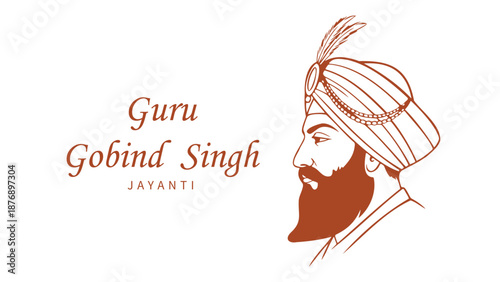 Guru Gobind Singh Jayanti Sikh Festival Vector Illustration