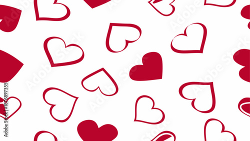 Scattered red hearts pattern