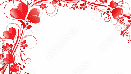 Red hearts floral border