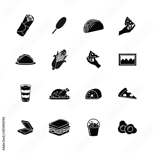 Food icons vector set illustration silhouette design