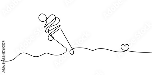 Ice cream line art design. Ice cream one co background.