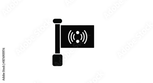 Black flag with a Wi-Fi signal icon representing connectivity