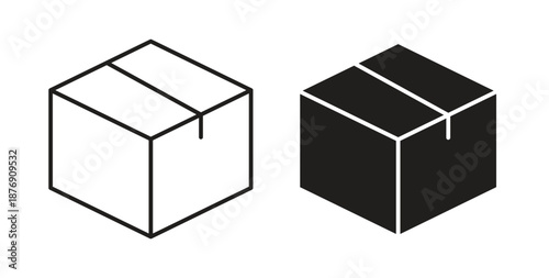 Box icons vector symbol with editable stroke and flat versions