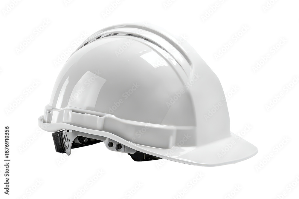 Fototapeta premium White hard hat safety helmet isolated on transparent background. White hard hat for construction safety protection isolated on white background.