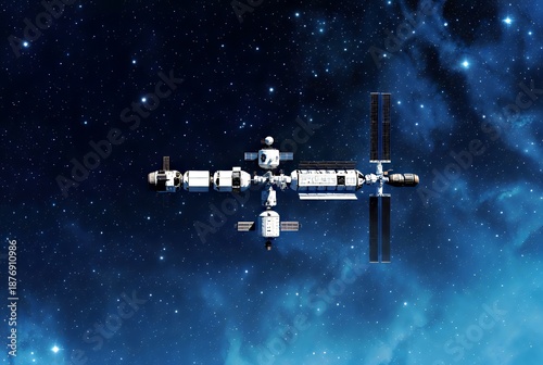 Wallpaper Mural Stellar Orbital Outpost: Advanced Space Station in Cosmic Nebula Torontodigital.ca