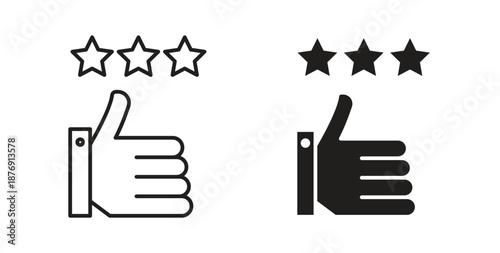 Customer feedback icons vector symbol with editable stroke and flat versions