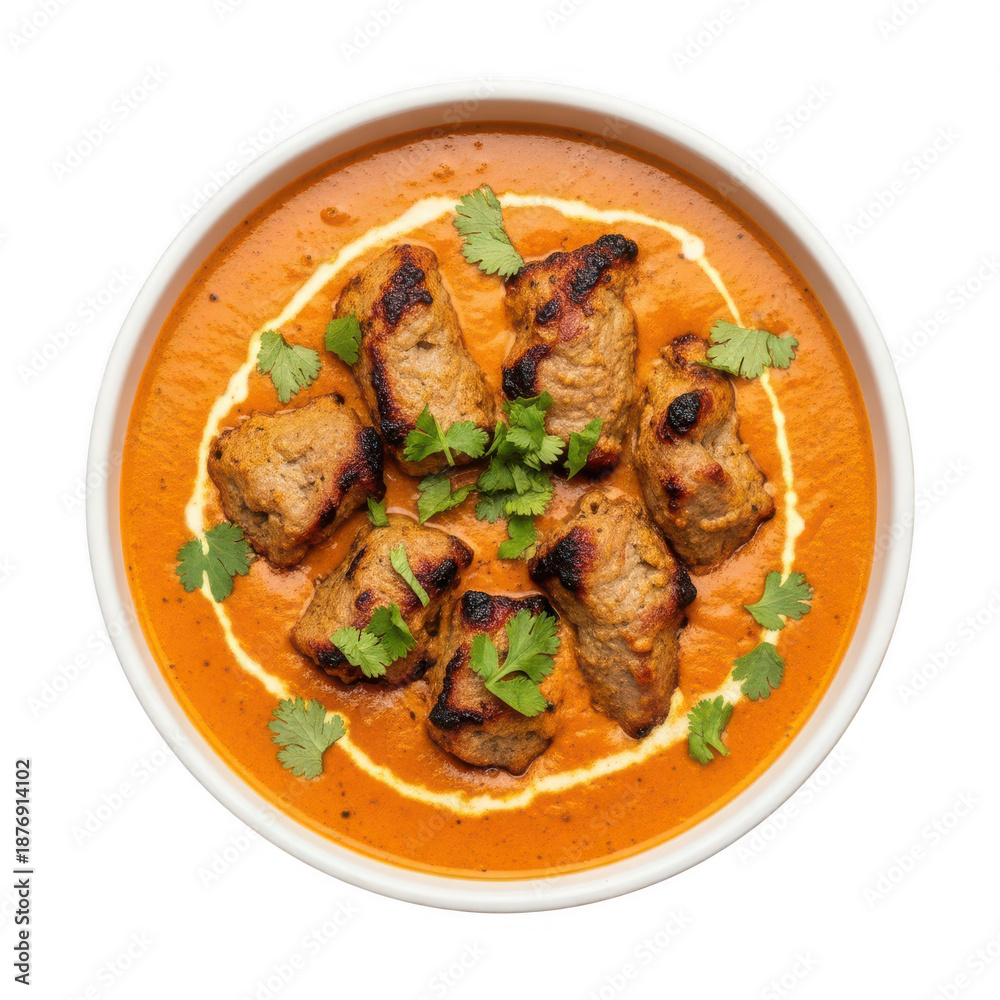 Fototapeta premium Grilled meat in spicy sauce isolated on transparent background
