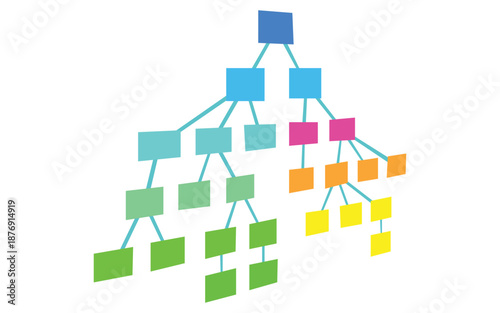 Hierarchical structure diagram colorful tree chart