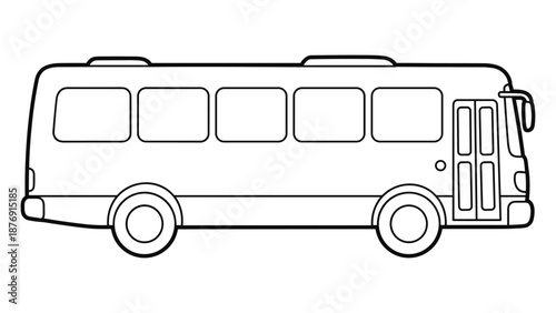 Outline of a bus with detailed windows and doors perfect for transportation designs