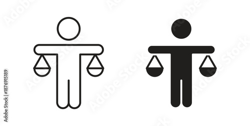 Ethics icons vector symbol with editable stroke and flat versions