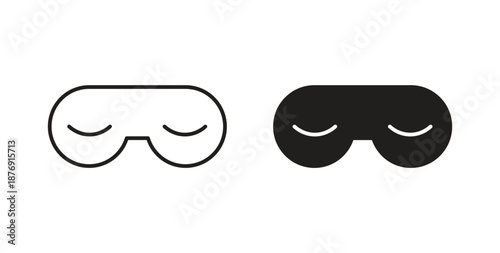 Eye mask icons vector symbol with editable stroke and flat versions