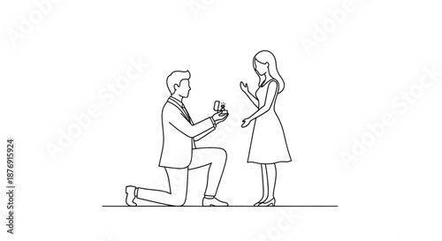 Man Proposing to Woman with Engagement Ring.