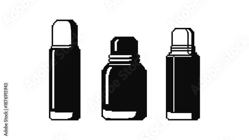 Monochrome roll-on deodorant silhouette set in black and white