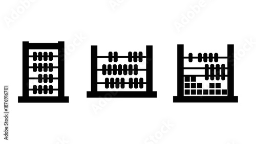 Classic abacus set displayed in minimalist black and white silhouette style