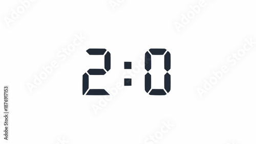 Digital display showing the score 2:0 on a clean white background.