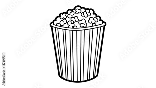 Classic black and white popcorn bucket with stripes