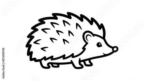 Cute hedgehog outline drawing in black and white for kids' coloring books