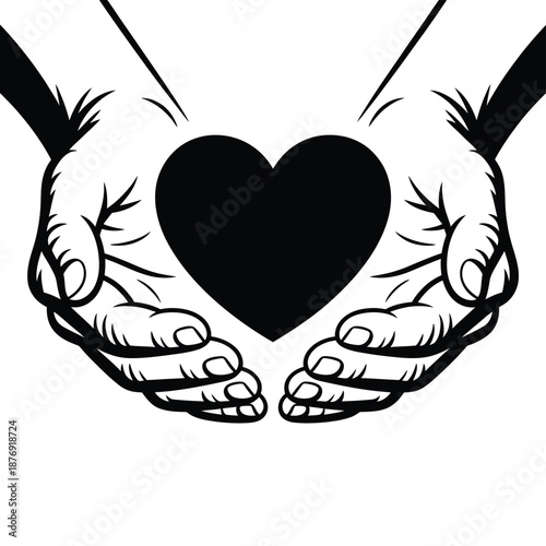 Hands gently cradling a heart shape symbolizing care and protection