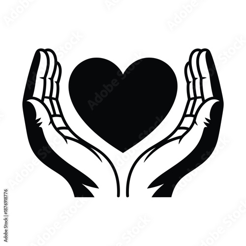 Hands gently cradling a heart shape symbolizing care and protection