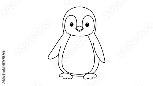 Cute penguin outline drawing for kids and art projects