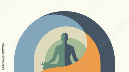 Person Meditating in Lotus Position Silhouette.