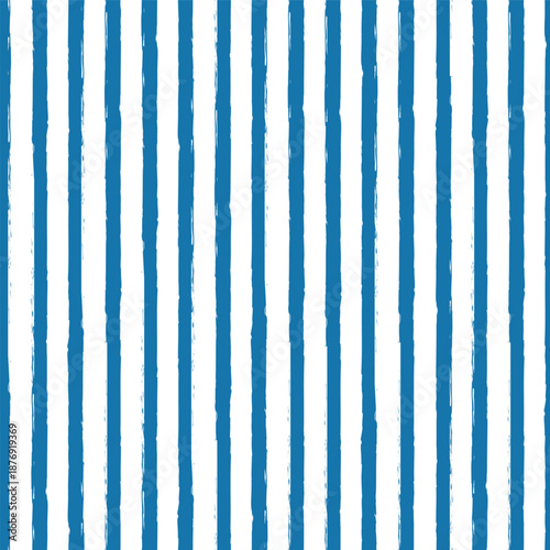 Vector watercolor effect vertical stripes seamless pattern. Blue striped summer sea background. Geometric sailor paint stripes. blue ink brush strokes. grunge stripes, modern paintbrush line