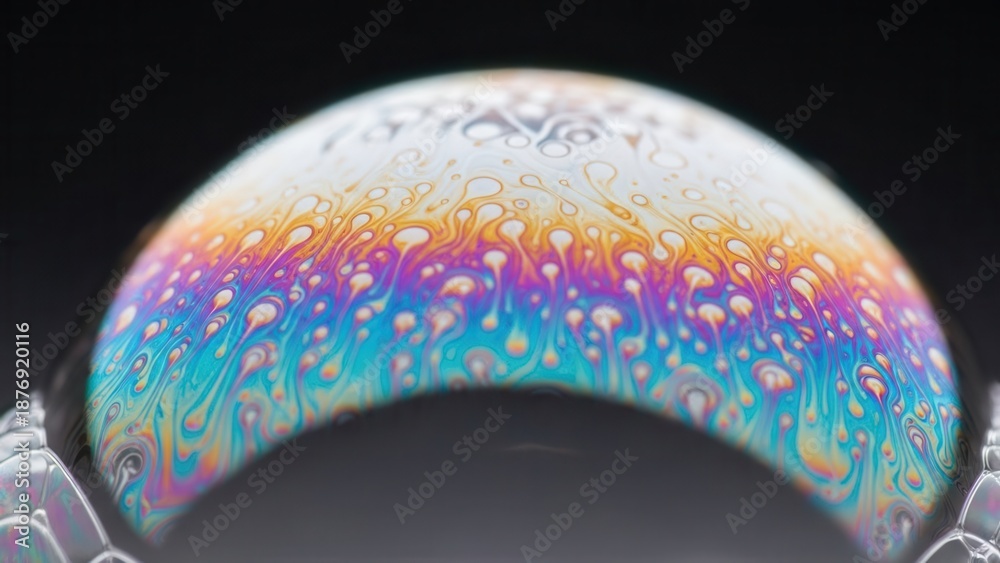 Naklejka premium Vibrant colorful bubble with rainbow hues and iridescent sheen