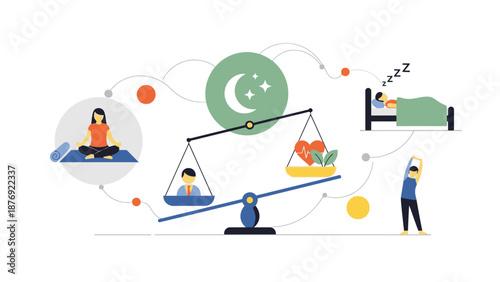 Balance Scale Weighing Different Lifestyle Choices.