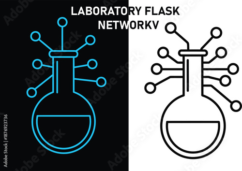 Innovative Laboratory Flask Network Vector Illustration Representing Scientific Connectivity