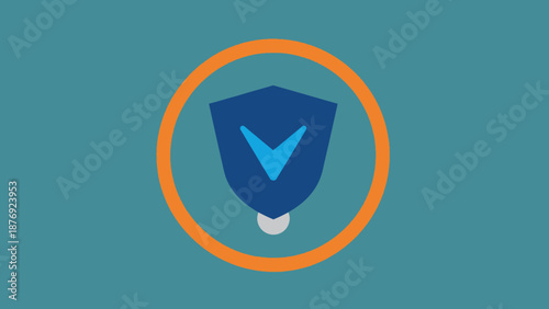 Blue Shield Icon with Checkmark Symbol.