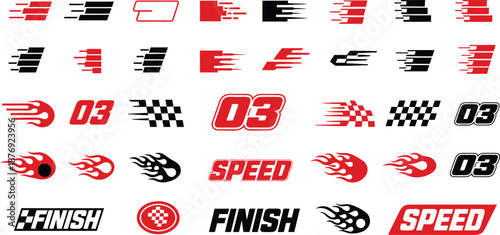 Racing speed icons and graphics representing competition and velocity