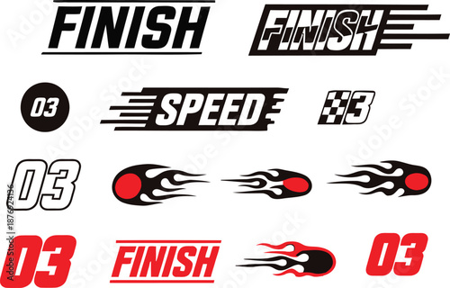 Race car graphics Speed, finish line, and flame decals for automotive customization
