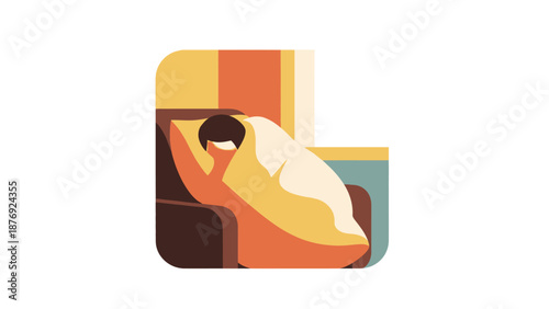 Woman Sleeping Peacefully on Sofa Cushion.