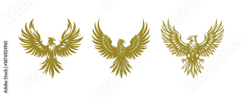 vector set silhouette logo of phoenix or eagle (artwork 2)