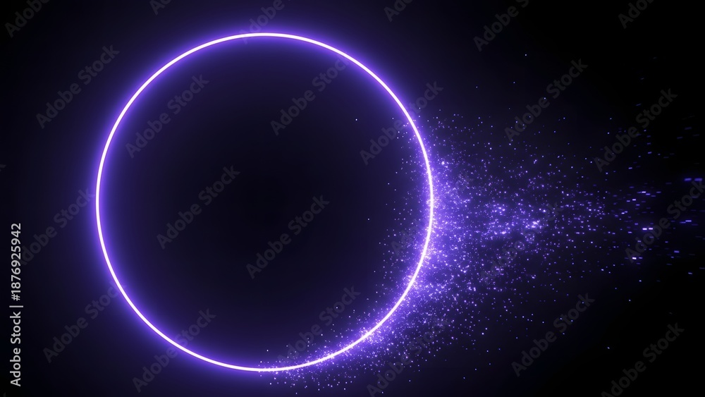 Obraz premium Glowing purple ring with particle effect