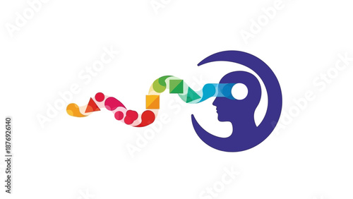 Human Head Silhouette with DNA Strand.