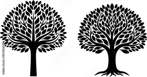 Tree silhouette icon set Vector