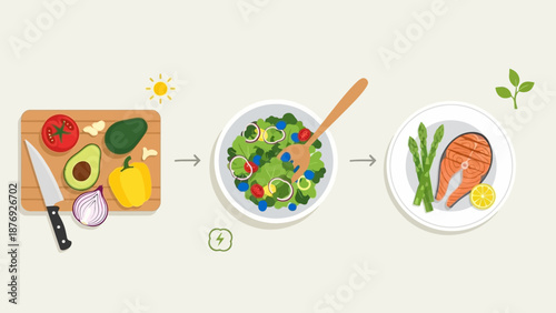 Preparing Healthy Meal with Fresh Ingredients.