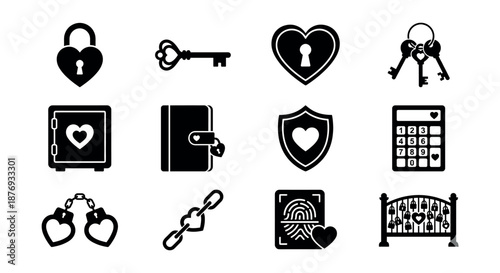 Love and Security Icons Set