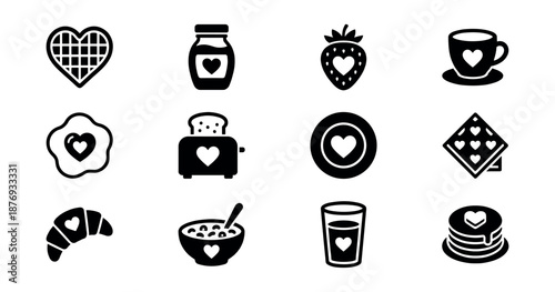 Love and Affection Breakfast Icons Set