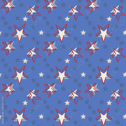 USA Stars on Blue Seamless Repeat