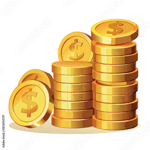 Golden coins stacked in increasing height with an upward arrow, representing financial growth
